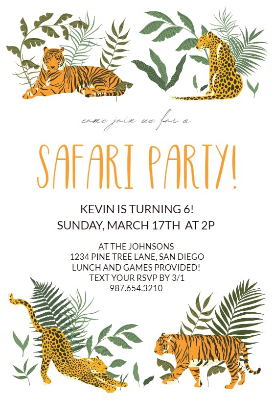 Cat safari - birthday invitation