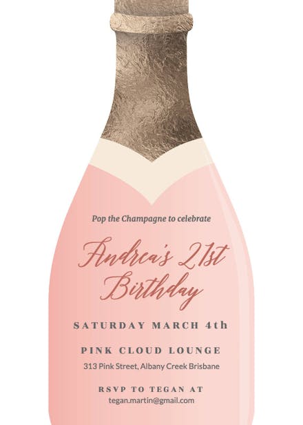 30th Birthday Invitation Card Pink Champaign Celebrations