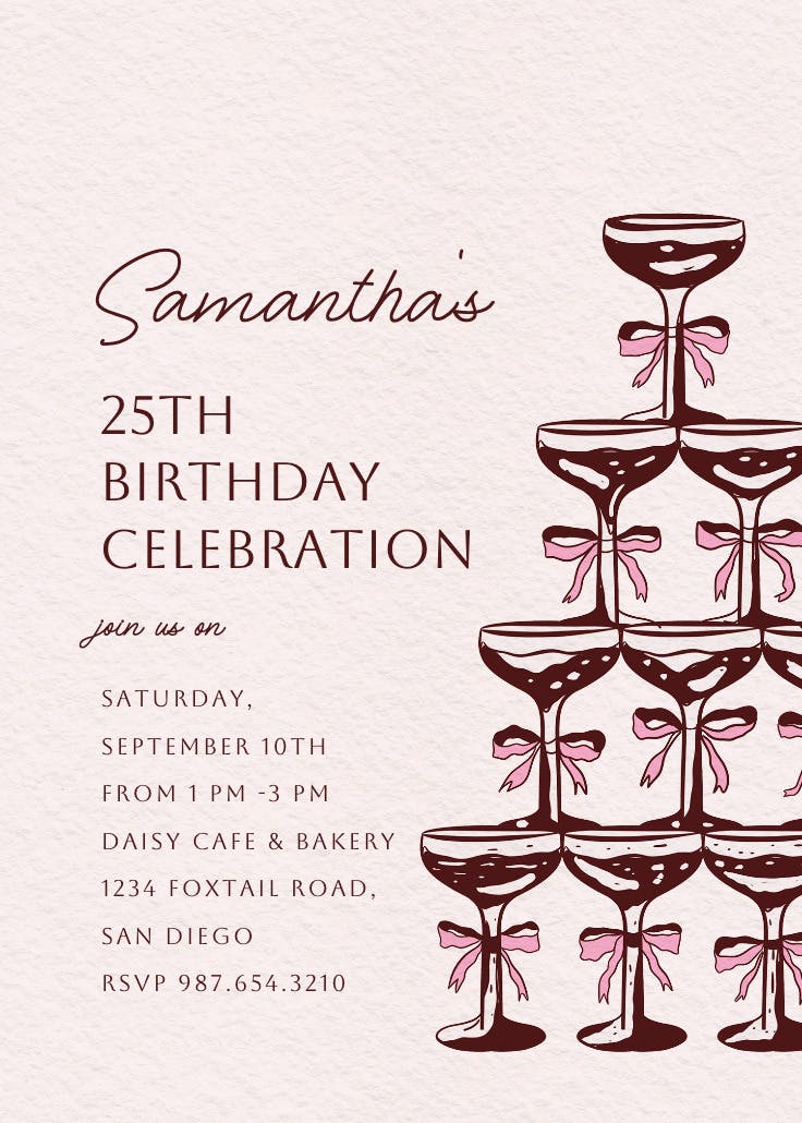 Champagne tower - invitación de fiesta
