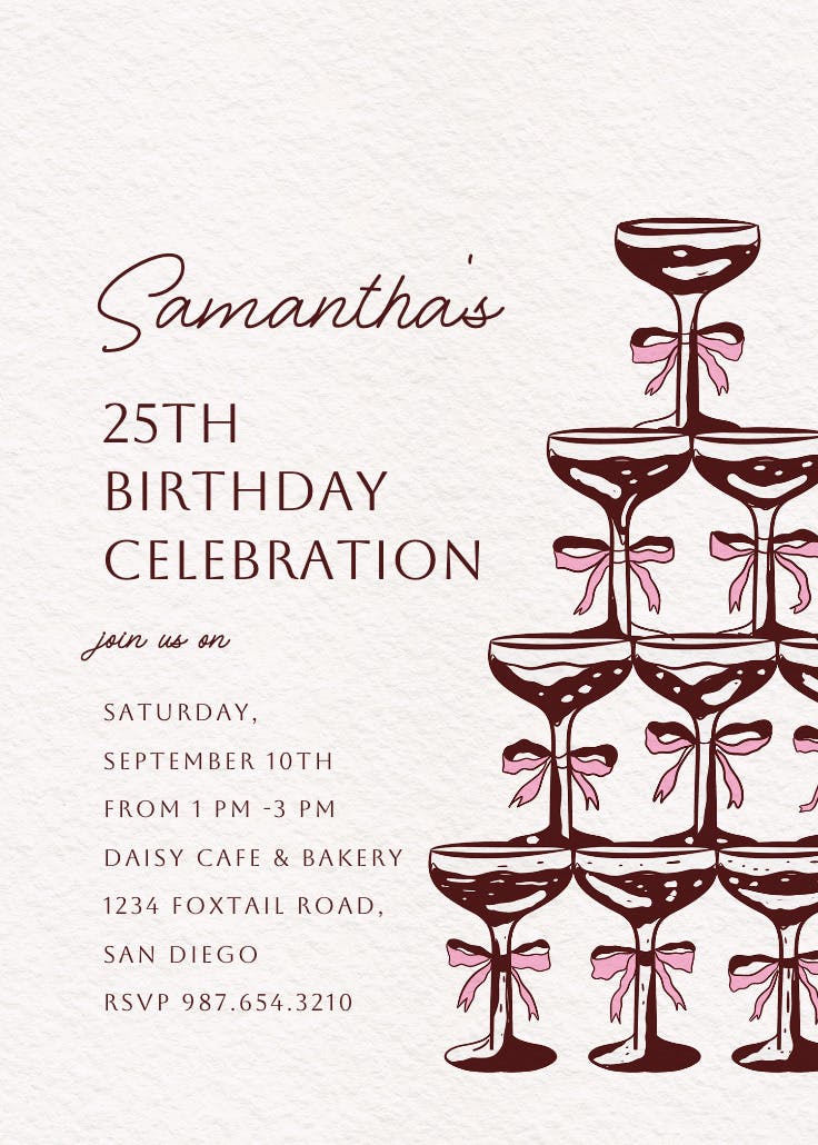 Champagne tower - birthday invitation