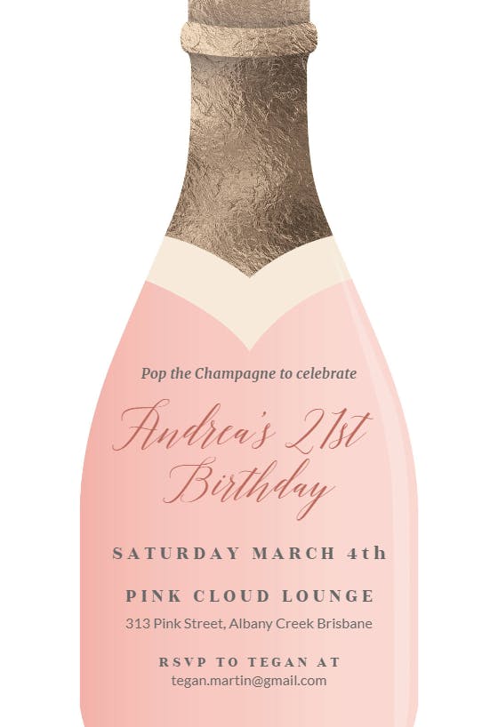 Champagne Birthday Invitation Template (Free) Greetings Island