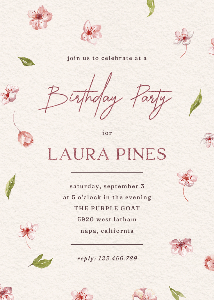 Cherry blossoms - party invitation