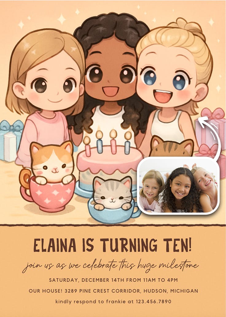 Chibi cat - invitation