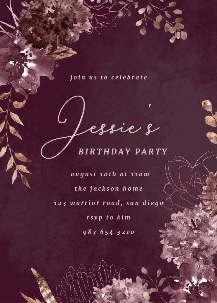 Chocolate flowers - printable party invitation