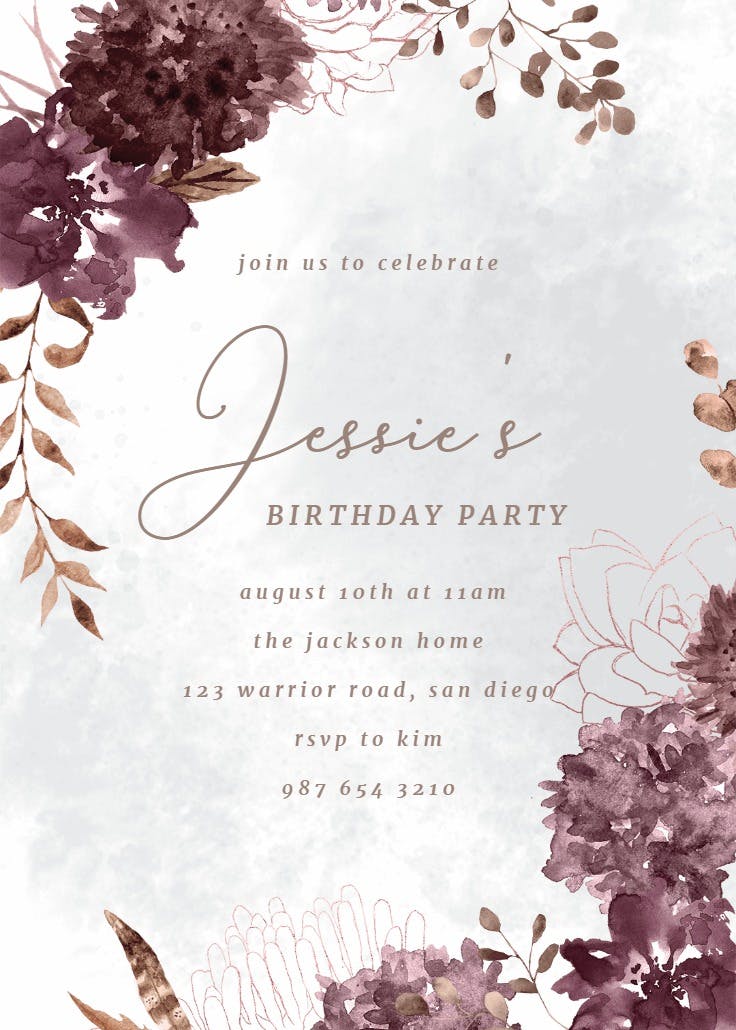 Chocolate flowers - printable party invitation