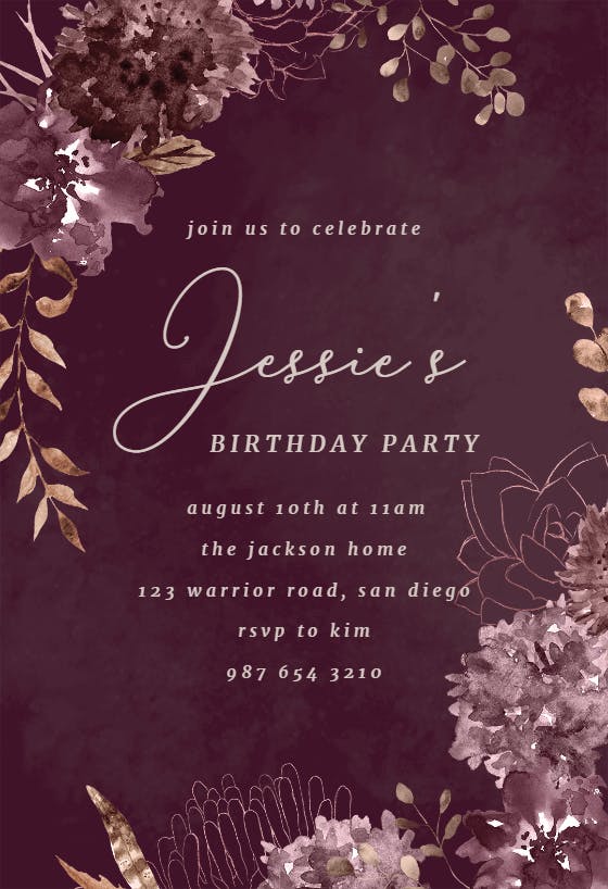 Chocolate flowers - birthday invitation