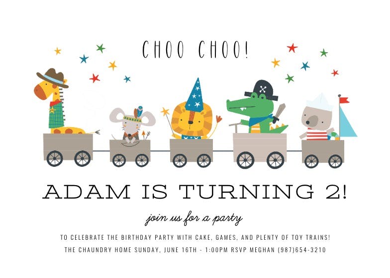 Choo choo two -  invitación de cumpleaños