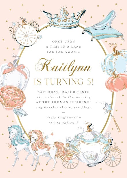 Cinderella carriage - birthday invitation