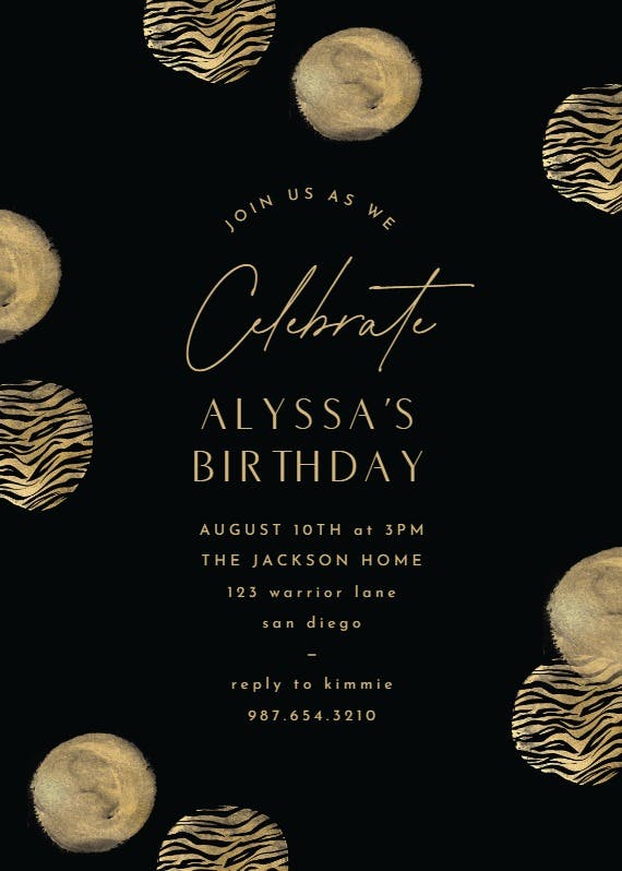 Circle leopard strokes -  invitación de cumpleaños