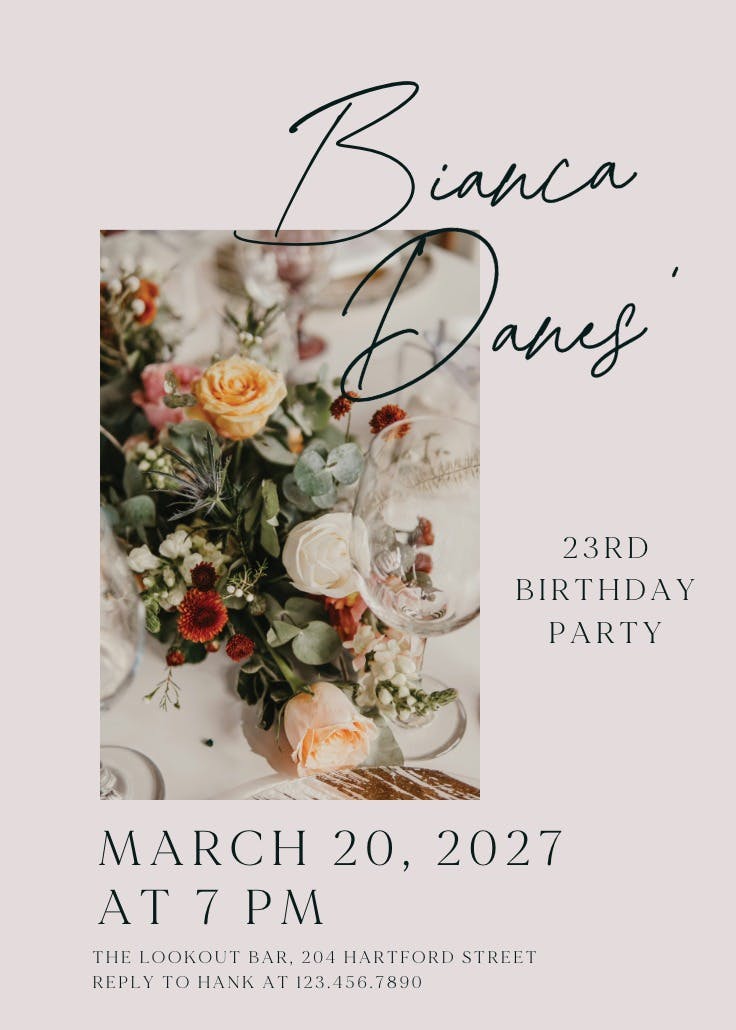 Class & romance - invitación de cumpleaños