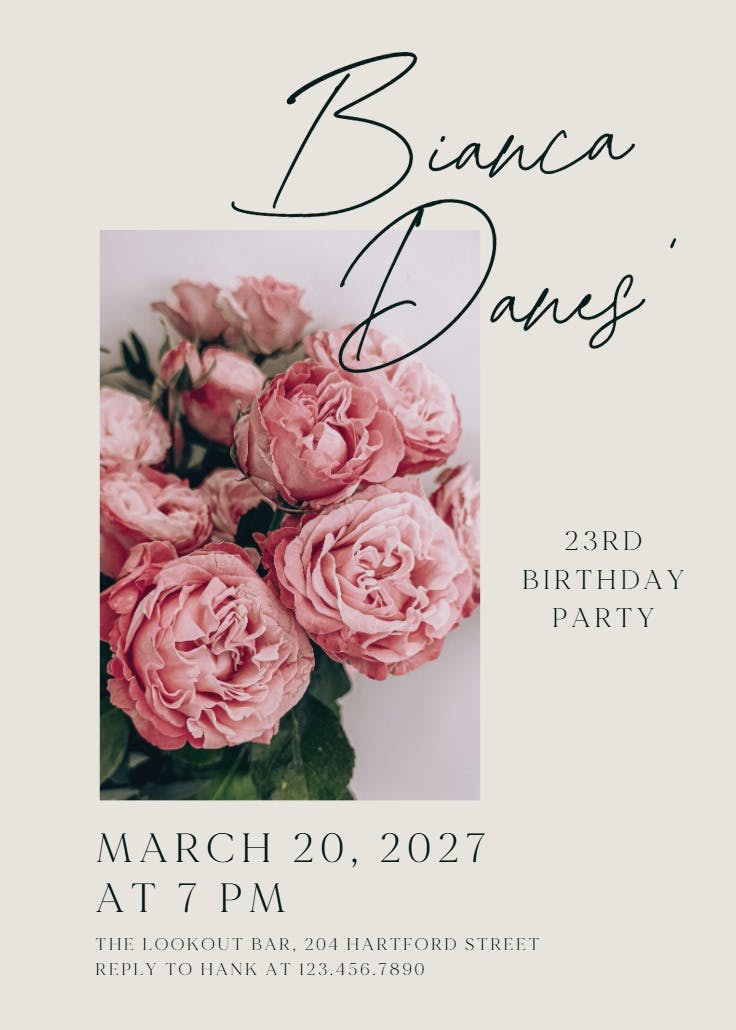 Class & romance - invitación de cumpleaños