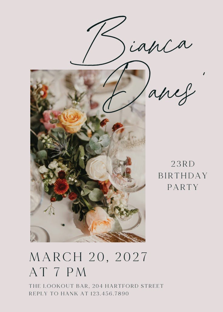 Class & romance - invitación de cumpleaños