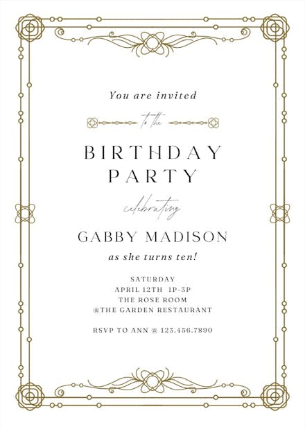 Classic border - birthday invitation