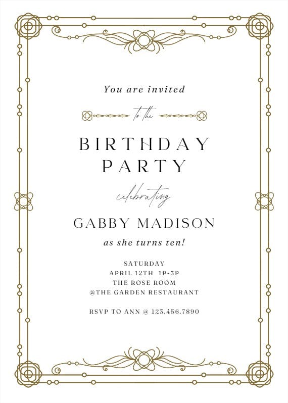 Classic border - birthday invitation
