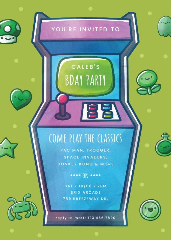 Classic gamer - printable party invitation