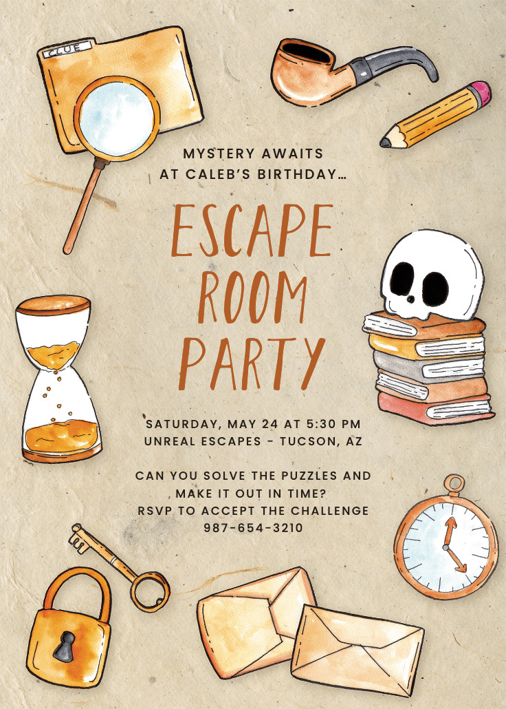 Clues and Puzzles - Birthday Invitation Template (Free) | Greetings Island