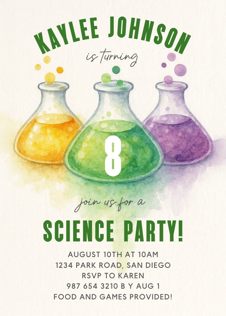 Colorful beakers - invitation