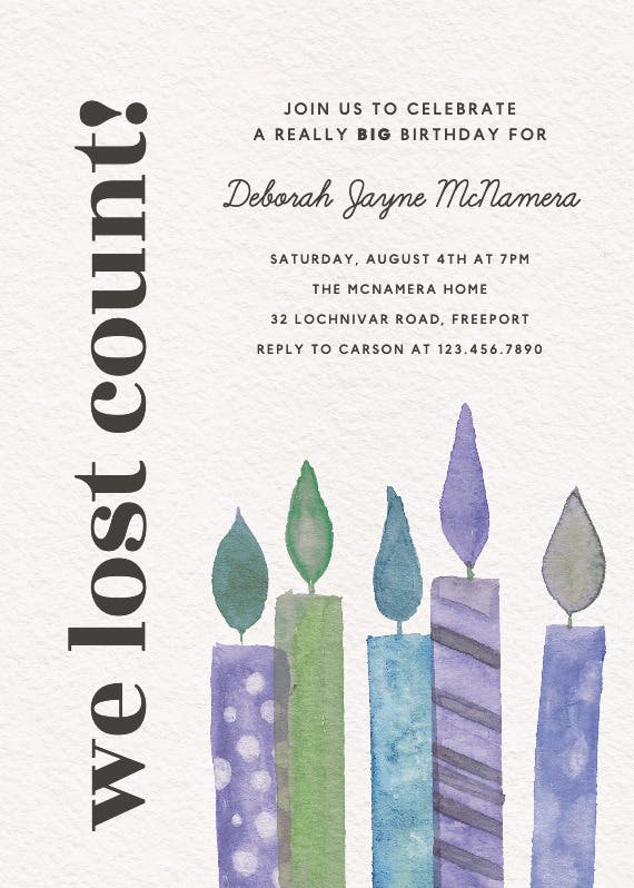Colorful candles -  invitación de cumpleaños