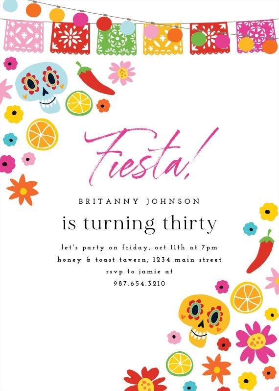 Colorful fiesta - birthday invitation