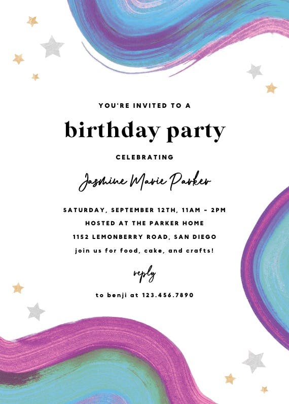 Colorful paint brushes - party invitation