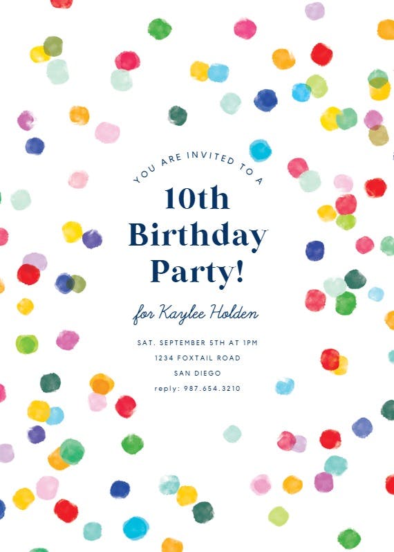 Confetti party - party invitation