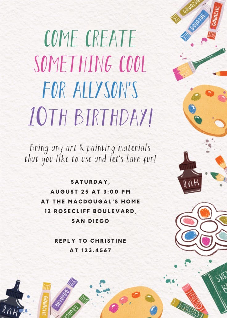 Cool & crafty - invitación para fiesta