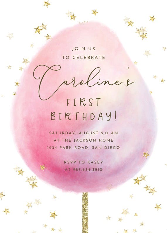 Cotton candy -  invitación de cumpleaños