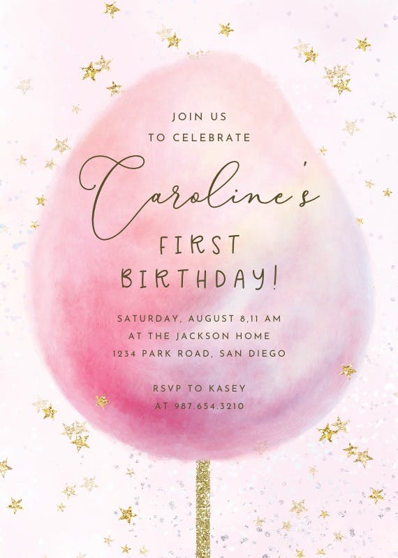 Cotton candy -  invitación de cumpleaños