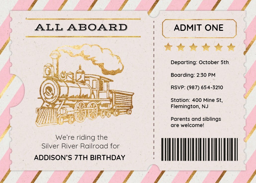 Country train ride - invitation