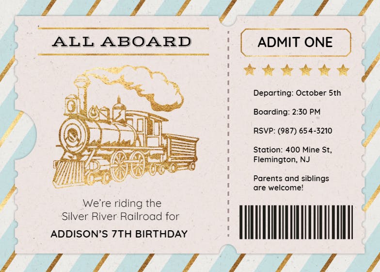 Country train ride - invitation