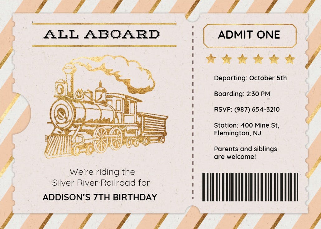 Country train ride - invitación para todos los días