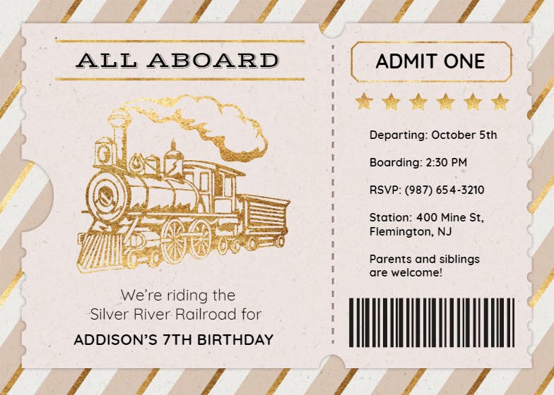 Country train ride - birthday invitation