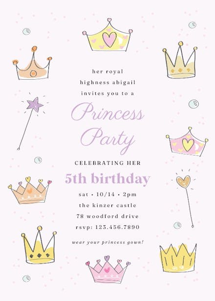 Watercolor Princess Birthday Invitation - .de