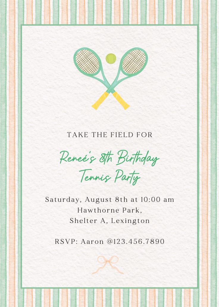 Courtside plan - birthday invitation
