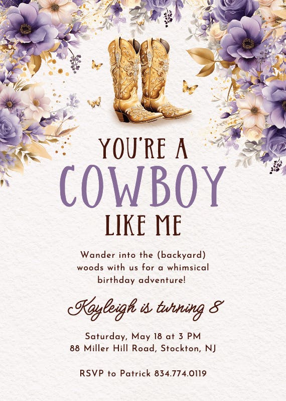 Cowboy like me - printable party invitation
