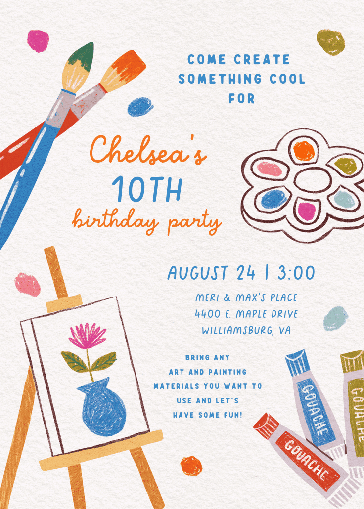 Crafty & cool - invitación para fiesta