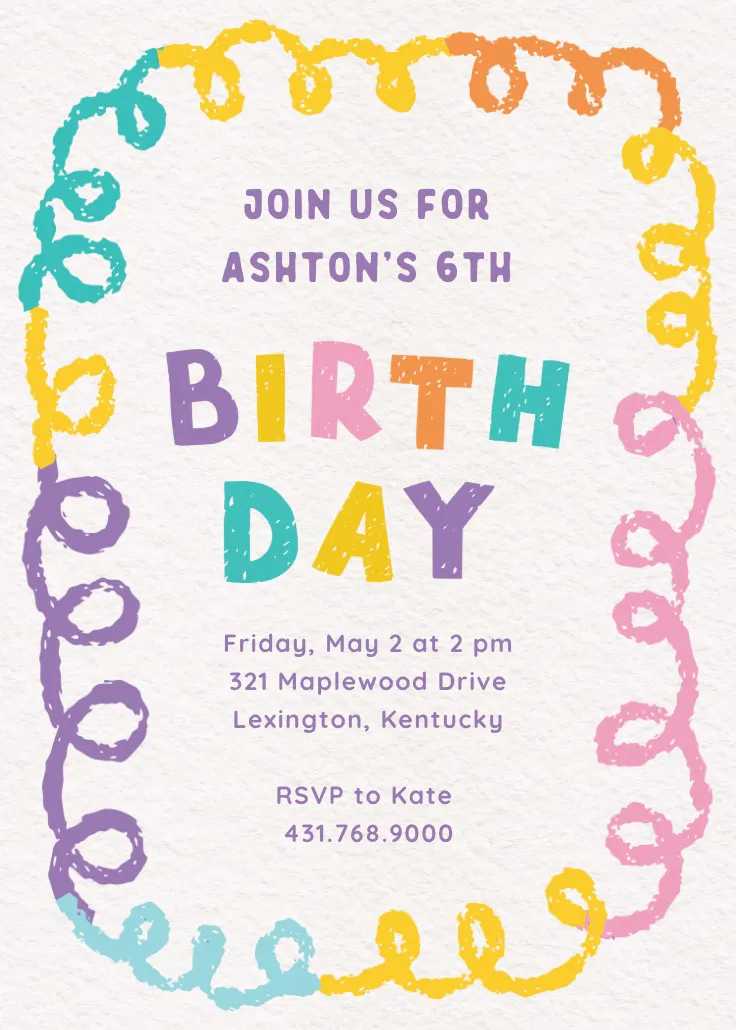 Crayon doodle - invitación de fiesta