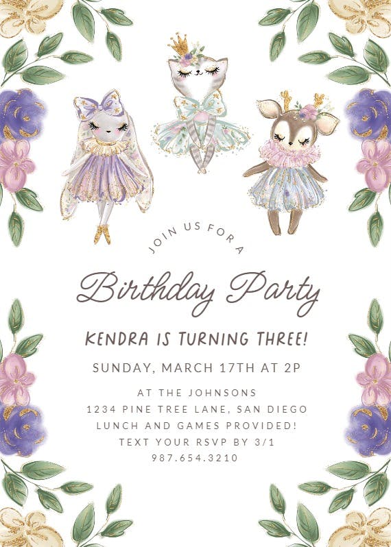 Cute ballerinas - party invitation