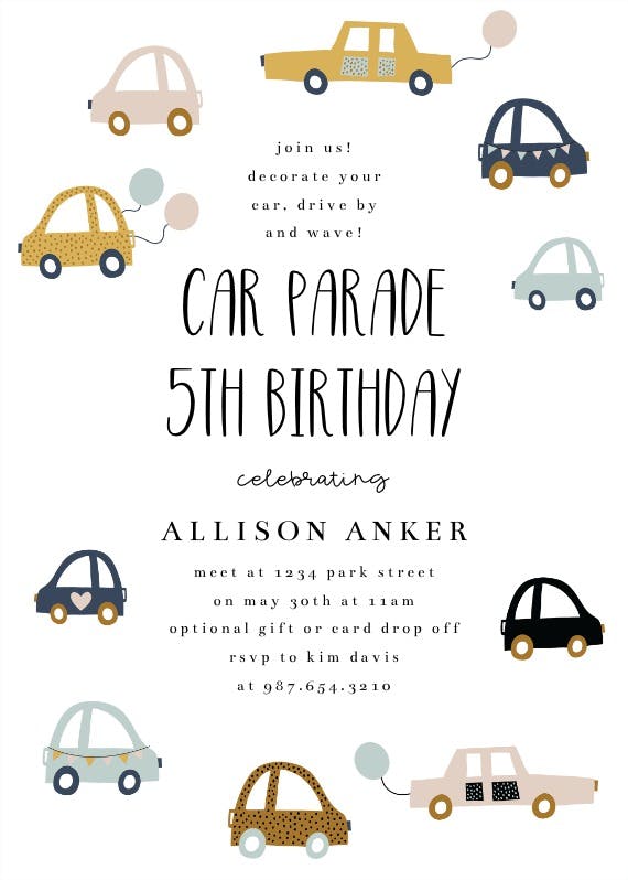 Cute cars -  invitation template