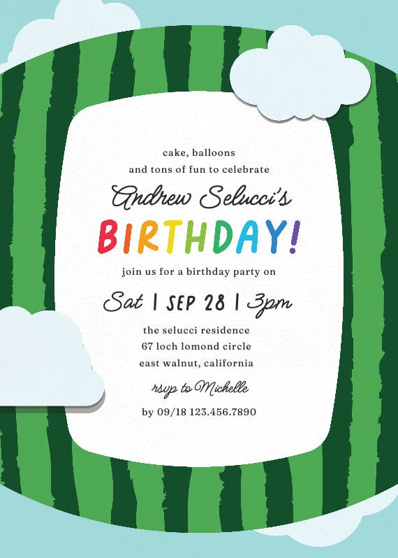 Cute clouds - invitación de cumpleaños