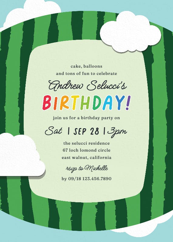 Cute clouds - birthday invitation