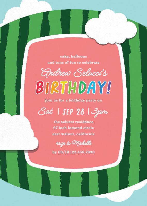 Cute clouds - invitación de cumpleaños
