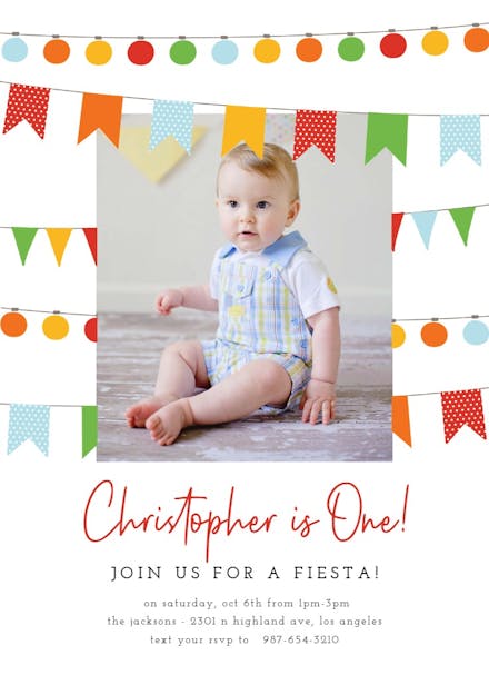 Cute fiesta flags - birthday invitation