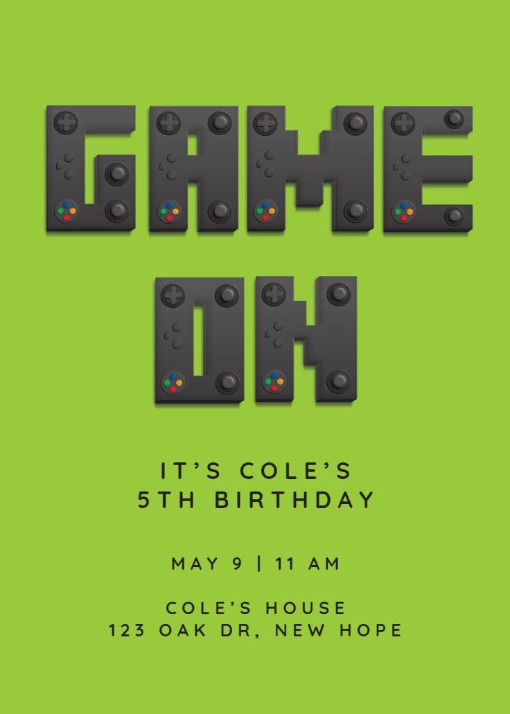 Cute gamers - invitation