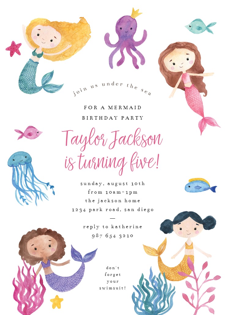 Underwater Glitter - Birthday Invitation Template (Free) | Greetings Island