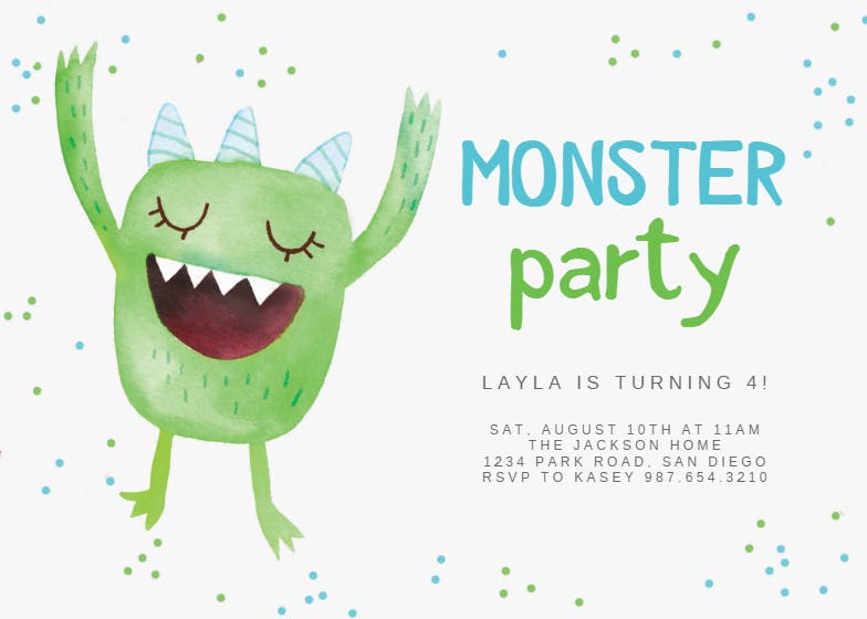 Cute monster - birthday invitation