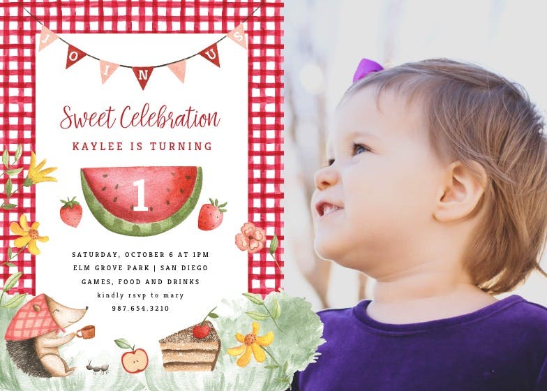 Cute picnic - bbq party invitation