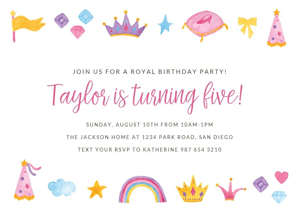 Cute princess - printable party invitation