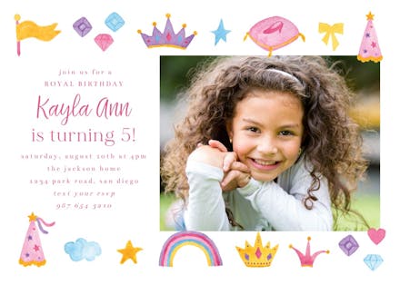 Cute princess photo - birthday invitation