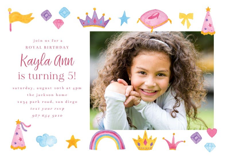 Cute princess photo -  invitación de cumpleaños
